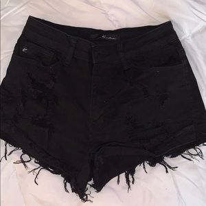 Black denim shorts